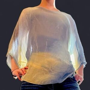 Tempo Paris Sheer Gray Blouse